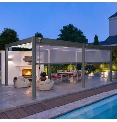 Pergola bioclimatica autoportante brand Ombréa VS - 4x6M bicolore + 2 tende anthracite
