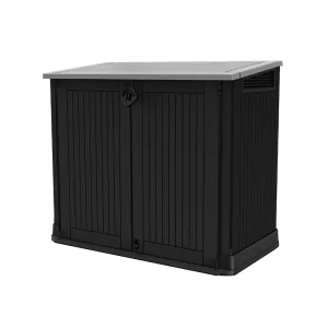 Coffre d'extérieur multifonction en résine sans vérins 880L Noir Chalet Jardin