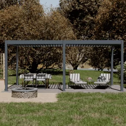 Pergola bioclimatica motorizzata Ombréa ELMO autoportante 3x6M - Antracite