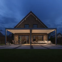 Pergola bioclimatica motorizzata Ombréa 4x8M autoportante – Antracite e Bianco