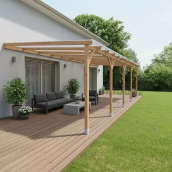 Cobertura terraço em madeira 3x10,4 m - com telhado