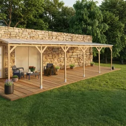 Cobertura Couv’Terrasse em madeira 3 × 9,2 m – com cobertura