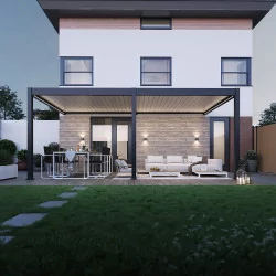 Pergola motorisée Ombréa VS Adossée Anthracite & Blanc 3x6M