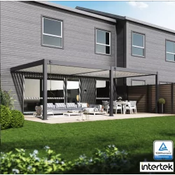 Pergola bioclimatica adossata collezione VS 4x8M - V2 - Antracite/Bianco